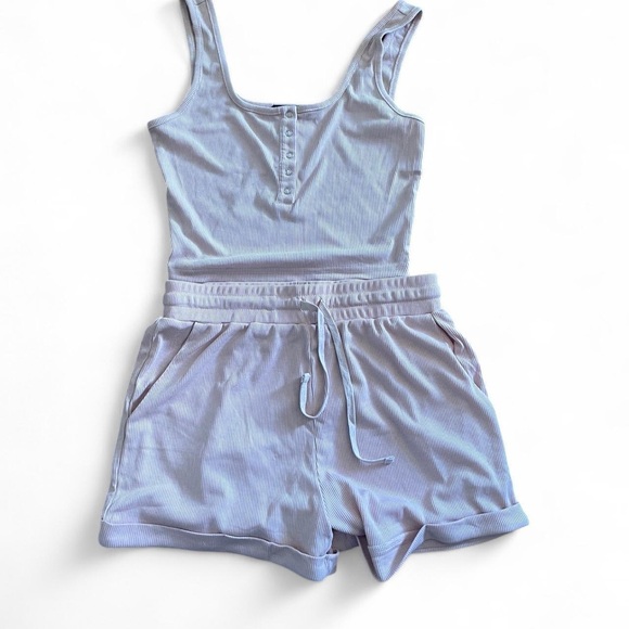 Pink Ribbed Tank and Shorts Set - Picture 2 of 6